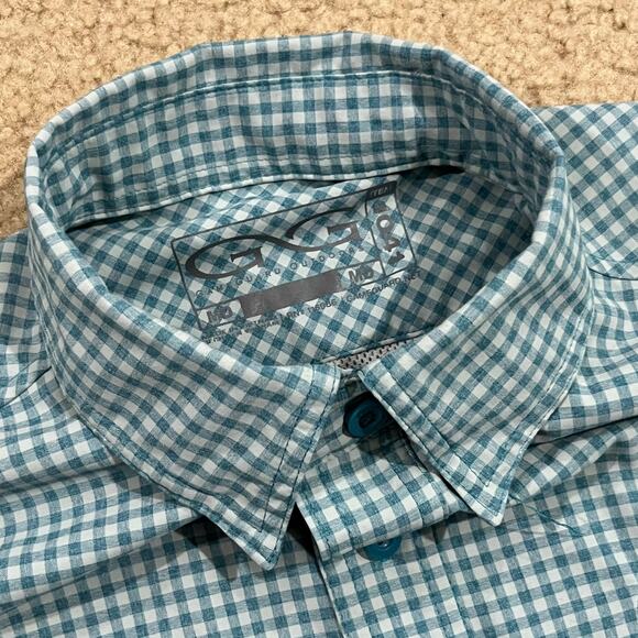 GameGuard Mens TekCheck Blue Plaid Short Sleeve Shirt Size Medium - Picture 4 of 7